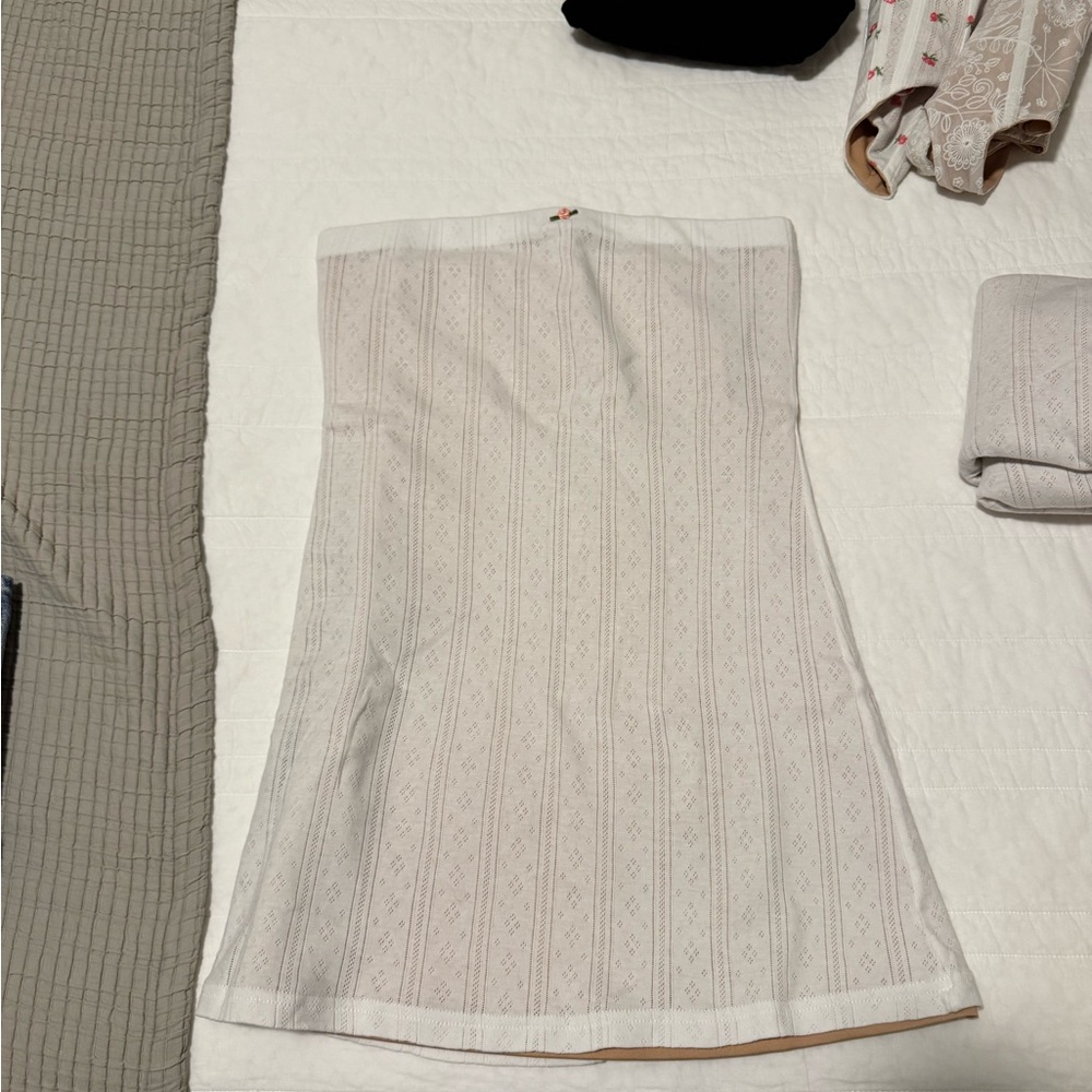 With Jean White Strapless Dress